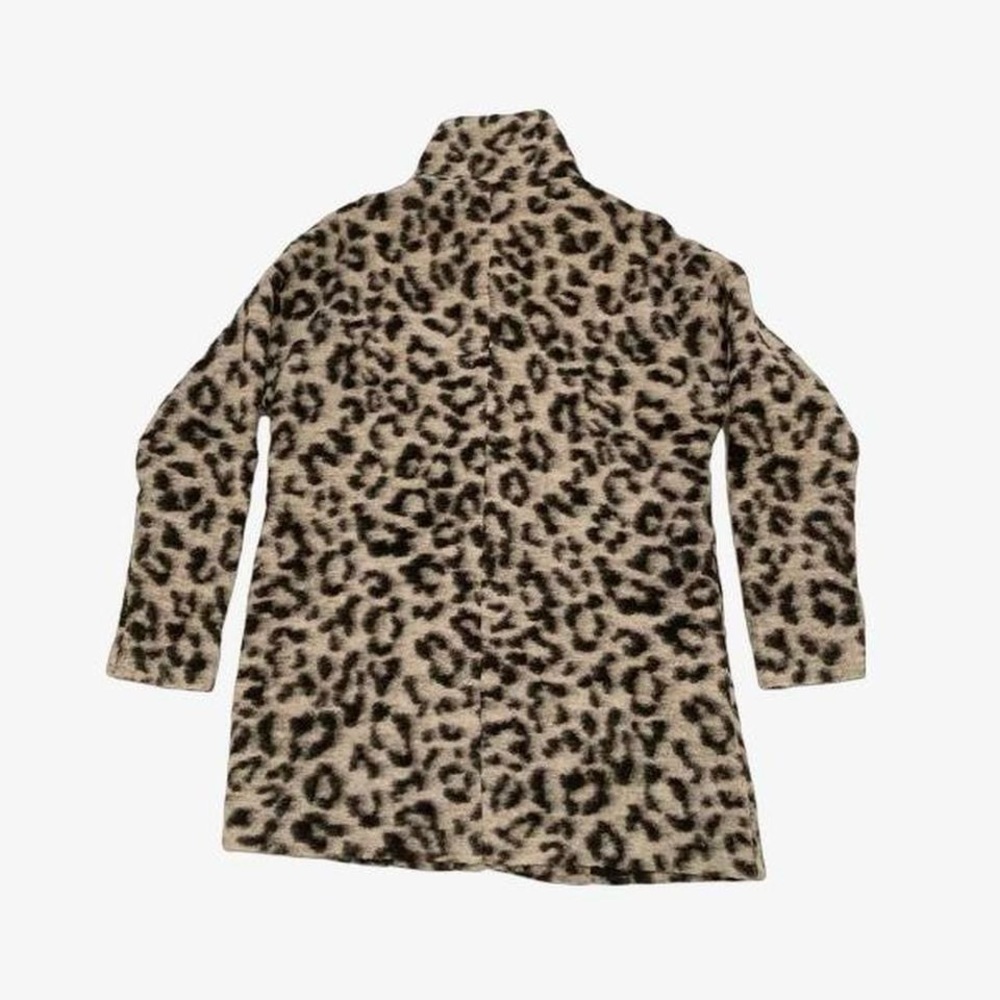 Next Grey Leopard Print Wool Coat With Funnel Neck - image 3